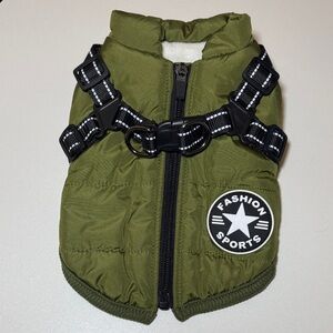 Olive Green Dog Puffer Harness Vest